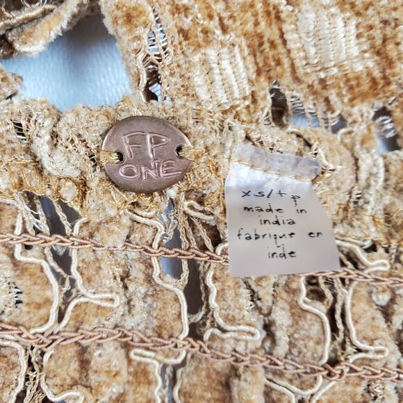 Free People One Celine Caramel Velvet Floral Lace Bralette Top Crop Tank Size XS - Picture 7 of 10